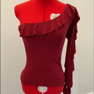 Red spandex off shoulder top! Just gorgeous! Small